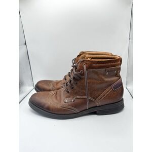 Clarks Men's Brown Leather Wingtip Boots Ortholite Cushion Sz US 9 Ankle